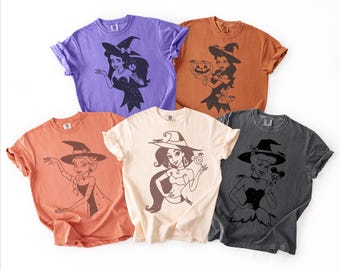 Comfort Colors® Retro Disney Princess Halloween Shirt, Disney Characters Halloween Shirt, Halloween Party Tee, Disney Halloween Party Shirt