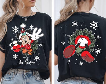 Minnie Mouse Christmas Shirt, Disney Tis’ The Season Tee, Cute Holiday Minnie Tee, Front and Back Print Christmas T-Shirt,