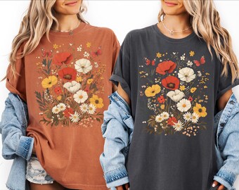 Comfort Colors® Wildflower Shirt, Flower Shirt, Floral Cottagecore Shirt, Botanical Shirt, Nature Shirt, Wildflower Tshirt,Wild Flower Shirt