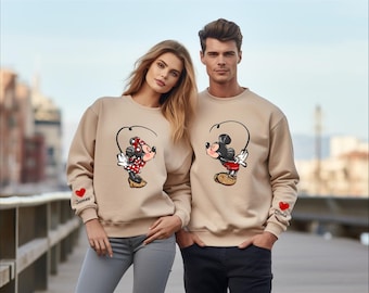Disney Couple Mickey and Minnie Vintage Portrait Sweatshirt, Disney Couple Tee, Disneyland Family Matching Shirt, Mickey Minnie Matching Tee