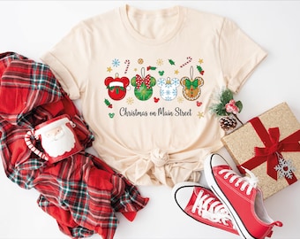 Christmas On Main Street Shirt, Disney Christmas Party Shirt, Mickey Head Xmas Trip Tee, WDW Family Christmas Shirt, Mickey Christmas Shirt