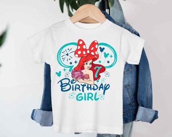 Little Mermaid Birthday Kids Shirt, Disney Princess Ariel Birthday Girl Toddler T-Shirt, Mermaid Tee, Custom Ariel Birthday Party Sweat