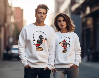 Disney Couple Mickey and Minnie Vintage Portrait Sweatshirt, Disney Couple Tee, Disneyland Family Matching Shirt, Mickey Minnie Matching Tee