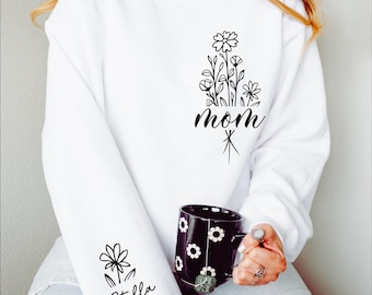Custom Birth Mama Flower Sweatshirt Personalized Mama Sweatshirt Custom Birthday Gift for mama  Mama Shirt