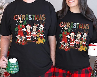 Comfort Colors®Disney Very Merry Christmas Shirt, Custom Disney Christmas All Characters, Disney Family Christmas, Christmas Group