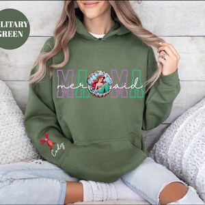 Mermaid Mama Sweatshirt, Custom Disney Mom Shirt, Personalized Nana Sweater, Grandma T-Shirt, Princess Mom Shirt, Ariel Mama T-Shirt