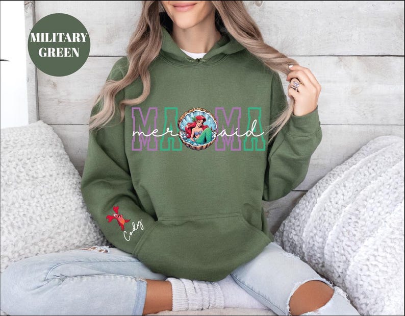 Mermaid Mama Sweatshirt, Custom Disney Mom Shirt, Personalized Nana Sweater, Grandma T-Shirt, Princess Mom Shirt, Ariel Mama T-Shirt