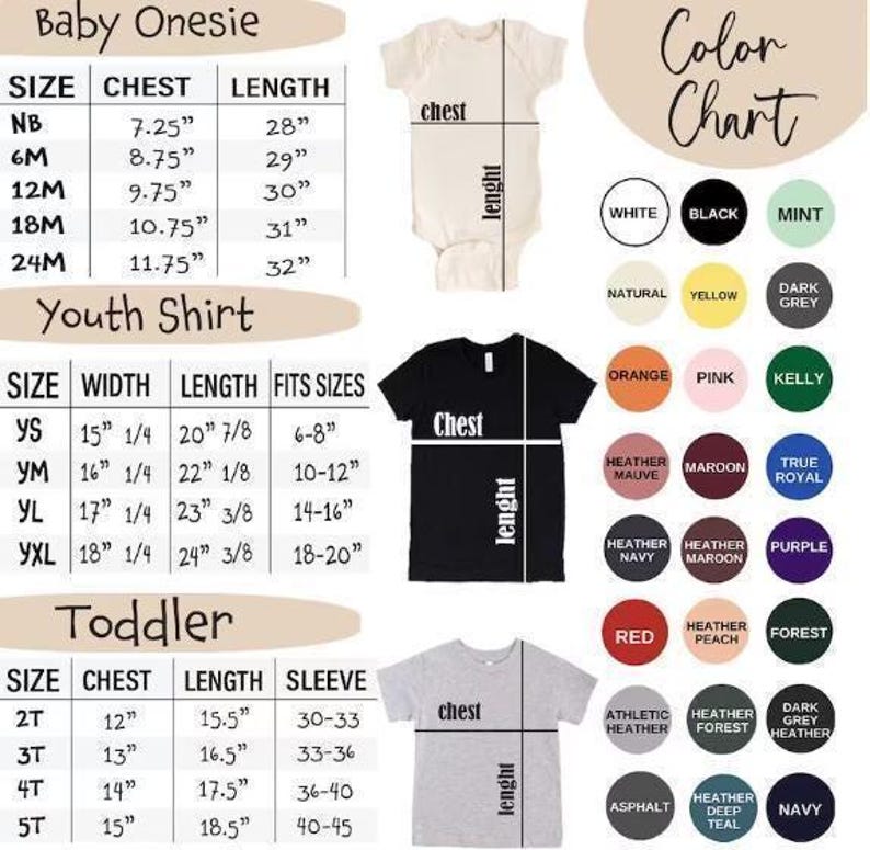 a baby onesie measurements chart with the measurements for each bodysuit