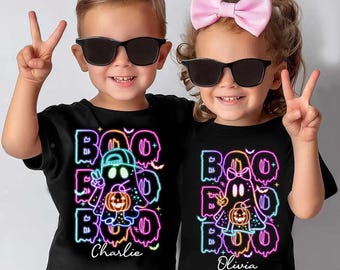 Halloween Boo Neon T-Shirt, Neon Halloween Ghost Shirt, Halloween Ghost Neon Shirt, Halloween Party Shirt, Boo T-Shirt, Ghost Boo Girls Tee