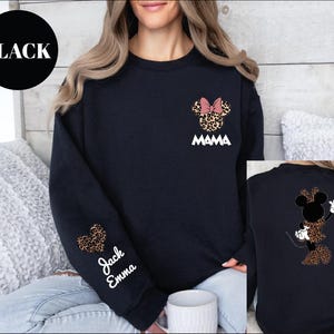 Personalized Leopard Minnie Mouse Shirt, Mama Sweatshirt, Woman Disney Shirt, Mothers Day Sweatshirt,Disney Mom, Animal Kingdom Shirt