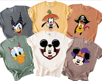 Comfort Colors® Retro Mickey & Friends Halloween Shirt, Disney Characters Halloween Shirt, Halloween Party Tee, Disney Halloween Party Shirt