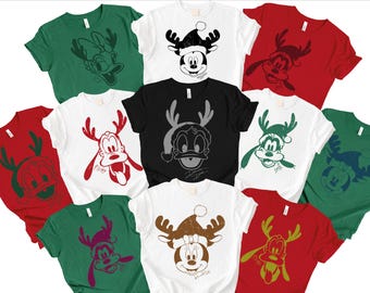 Comfort Colors®  Retro  Disney mickey and Friends Christmas Shirt, Holiday Tee, Matching Family Christmas Shirt, Cute Disney Xmas Gift