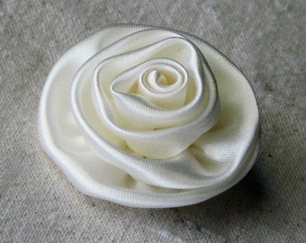 Ivory satin rose for applique and embellishment, plain back, 1 small