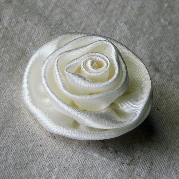 Ivory satin rose for applique and embellishment, plain back, 1 small