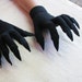 Gloves with claws, black on black, for Halloween costume or pretend play, 3 sizes 