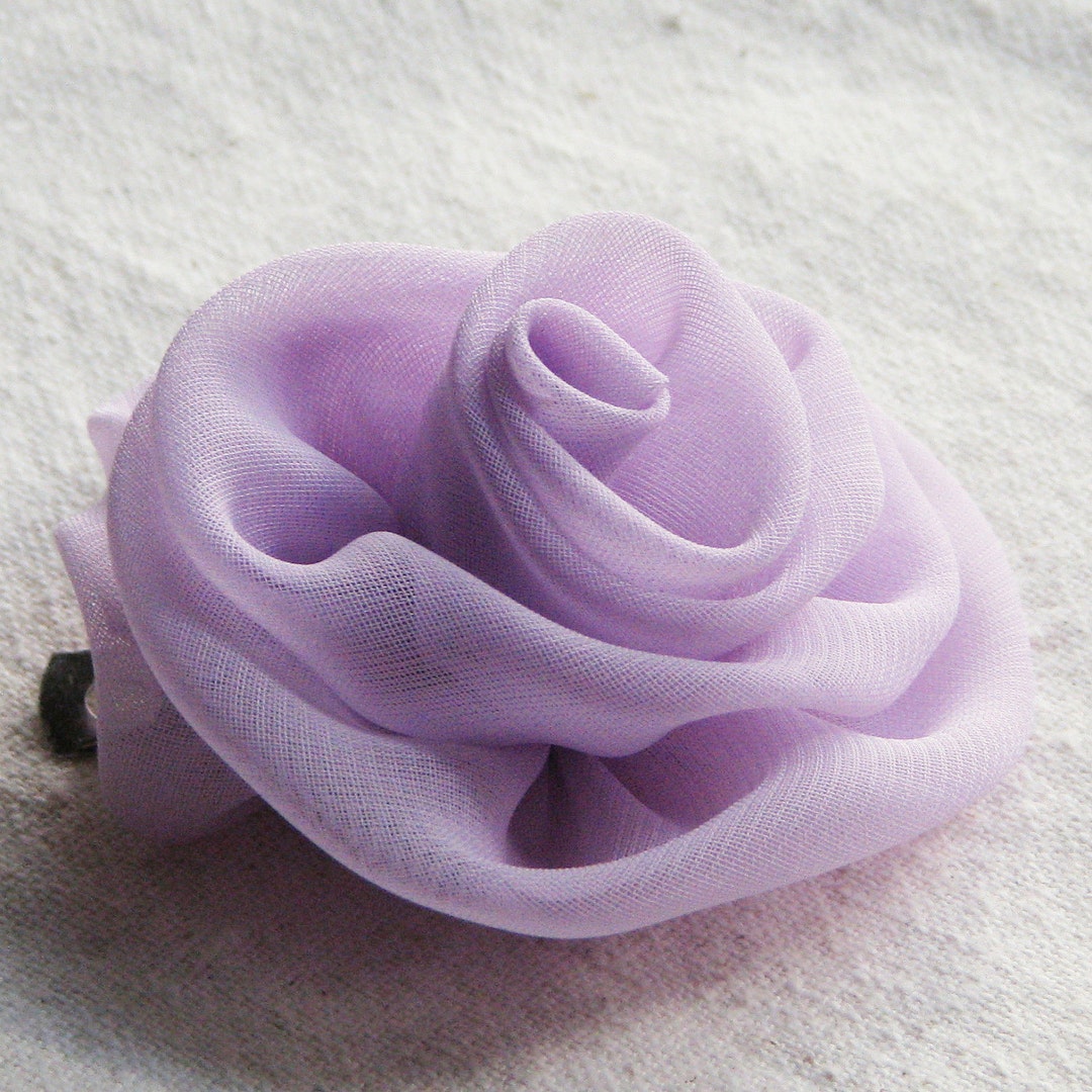 Fabric Rose Hair Clip, Medium Size, Handcrafted Rosette in Pale Lilac