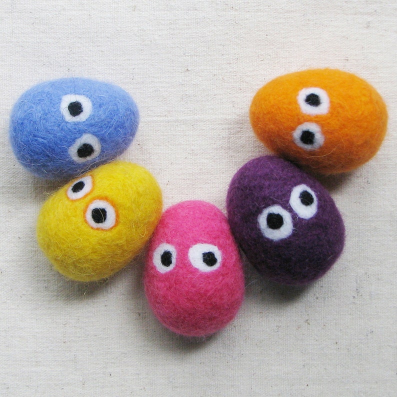 Easter Eggs With Googly Eyes Felted From Colorful Wool for Etsy