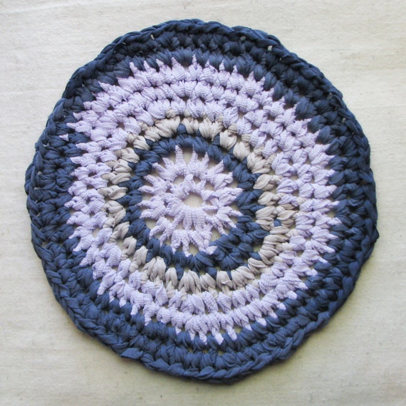 ecofriendly trivet Crocheted wool teal trivet local wool trivet handmade trivet made in Montreal