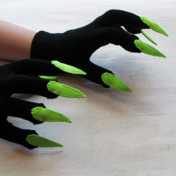 Guantes con garras, negro y verde lima, para disfraz de Halloween o juego  de simulación, 3 tallas -  España