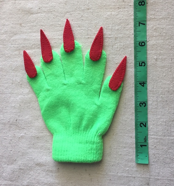 Guantes con garras, verde neón y rojo, para disfraz de Halloween o juego de  simulación -  España