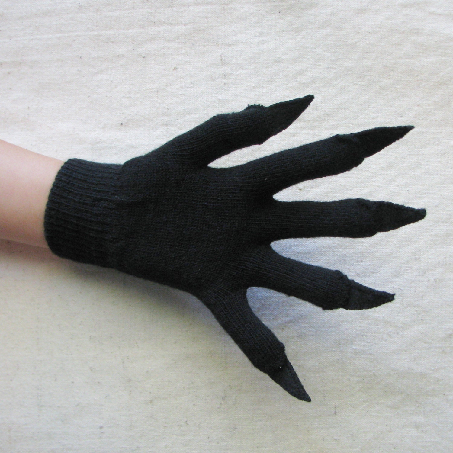 Gloves With Claws Black on Black for Halloween Costume or Etsy
