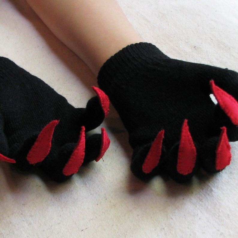 red gloves with claws