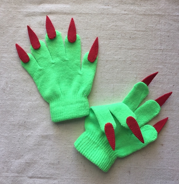 Guantes con garras, verde neón y rojo, para disfraz de Halloween o juego de  simulación -  España