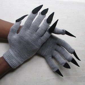 Claw gloves, gray and black, for Halloween costume or pretend play image 3