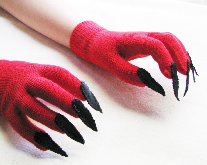red gloves with claws