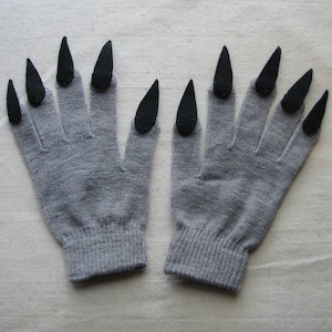 Claw gloves, gray and black, for Halloween costume or pretend play Bild 5