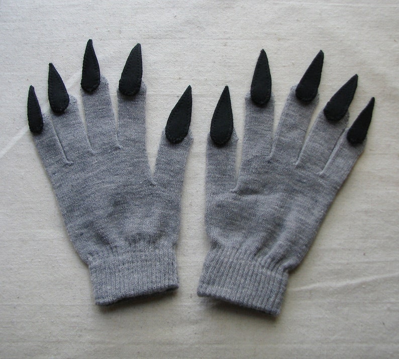 Claw gloves, gray and black, for Halloween costume or pretend play image 5