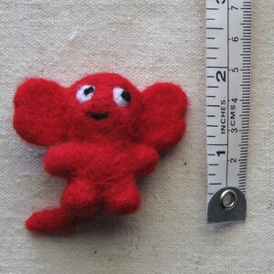 Mini beastie or monster, needle felted creature, bright red image 5