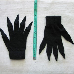 Gloves with claws, black on black, for Halloween costume or pretend play, 3 sizes afbeelding 4