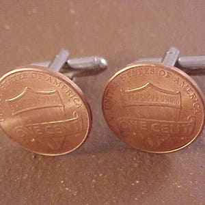 Lincoln Penny Coin Cuff Links Shield Design