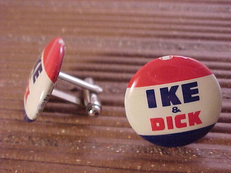 Cuff Links Ike and Dick Vintage Eisenhower Political Campaign Buttons Free Shipping to USA