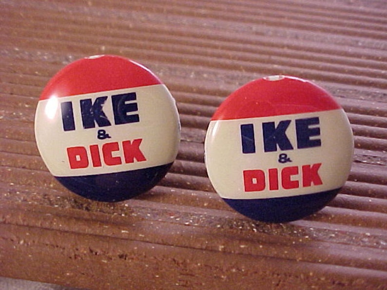 Cuff Links Ike and Dick Vintage Eisenhower Political Campaign Buttons Free Shipping to USA