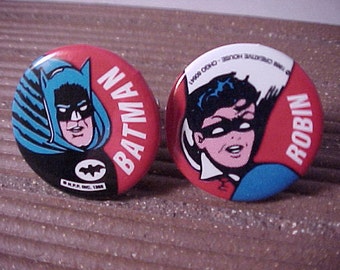Batman and Robin Cuff Links Vintage Pinbacks