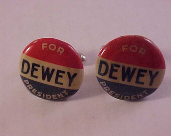 Cuff Links Dewey For President Vintage Political Campaign Buttons - Free Shipping to USA