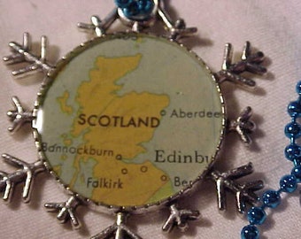 Scotland Vintage Atlas Map Snowflake Christmas Ornament