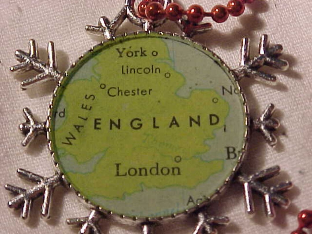London England Vintage Atlas Map Snowflake Christmas Ornament - Etsy