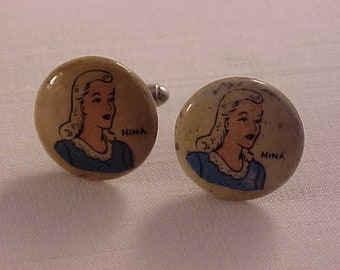 Kelloggs Pep Pin Cartoon Character Nina Cuff Links