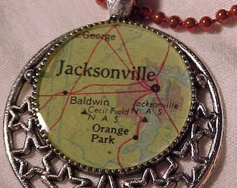 Jacksonville Florida Vintage Atlas Map Christmas Ornament