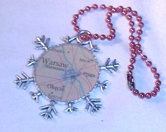 Warsaw Poland Vintage Atlas Map Snowflake Christmas Ornament