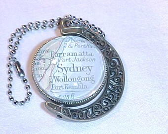 Melbourne and Sydney Australia Vintage Atlas Map Crescent Globe Spinner Two-Sided Christmas Ornament