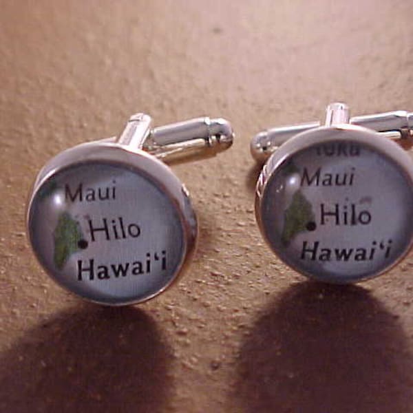 Atlas Map Cufflinks / Maui Cufflinks / Hawaii Cufflinks / Hilo Cufflinks