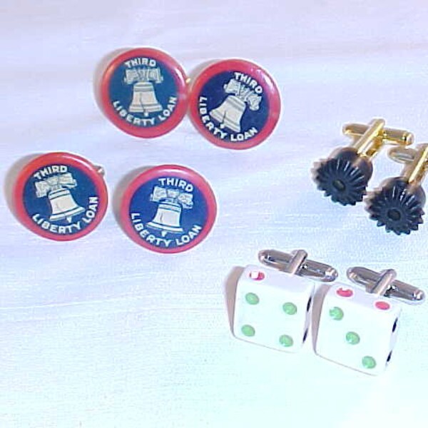 4 Pair Cuff Links Wholesale Lot - Repurposed Found Objects