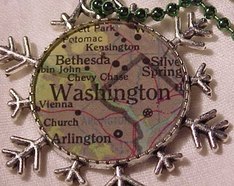 Washington DC Vintage Atlas Map Snowflake Christmas Ornament