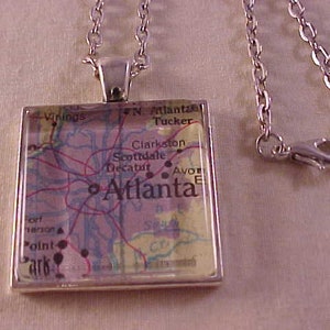 Atlanta Map Necklace / Atlas Map Necklace / Atlanta Georgia Map Pendant / Atlanta Map Pendant