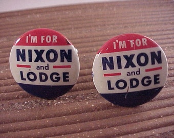 Vintage Political  Campaign Button Cuff Links - Nixon and Lodge - Free Shipping to USA