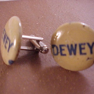 Thomas Dewey Vintage Political Campaign Button Cuff Links Free Shipping to USA image 2